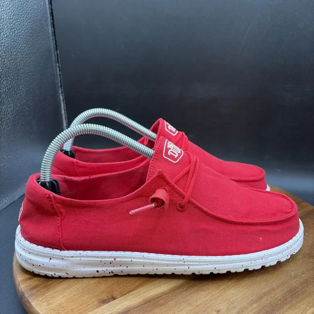 Hey Dude Wendy Slub Canvas Womens Size 9 Shoes Red Slip On Sneakers
